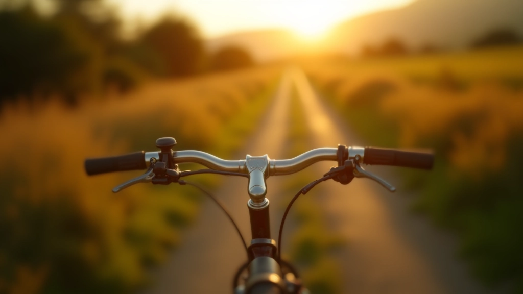 Detail view of cycling equipment on the scenic greenway path